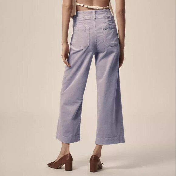 Anthropologie Maeve The Colette Corduroy Crop Wide-Leg Pants Lavender Purple 31 - Picture 2 of 8
